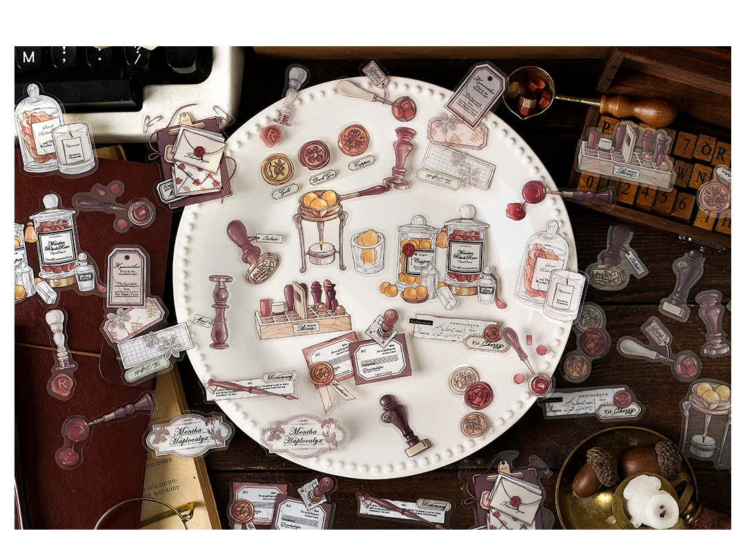 4style 40pcs Vintage Dark Art PET Stickers Creativity Decorative Diary Album Scrapbooking Collage material Junk Journal Supplies