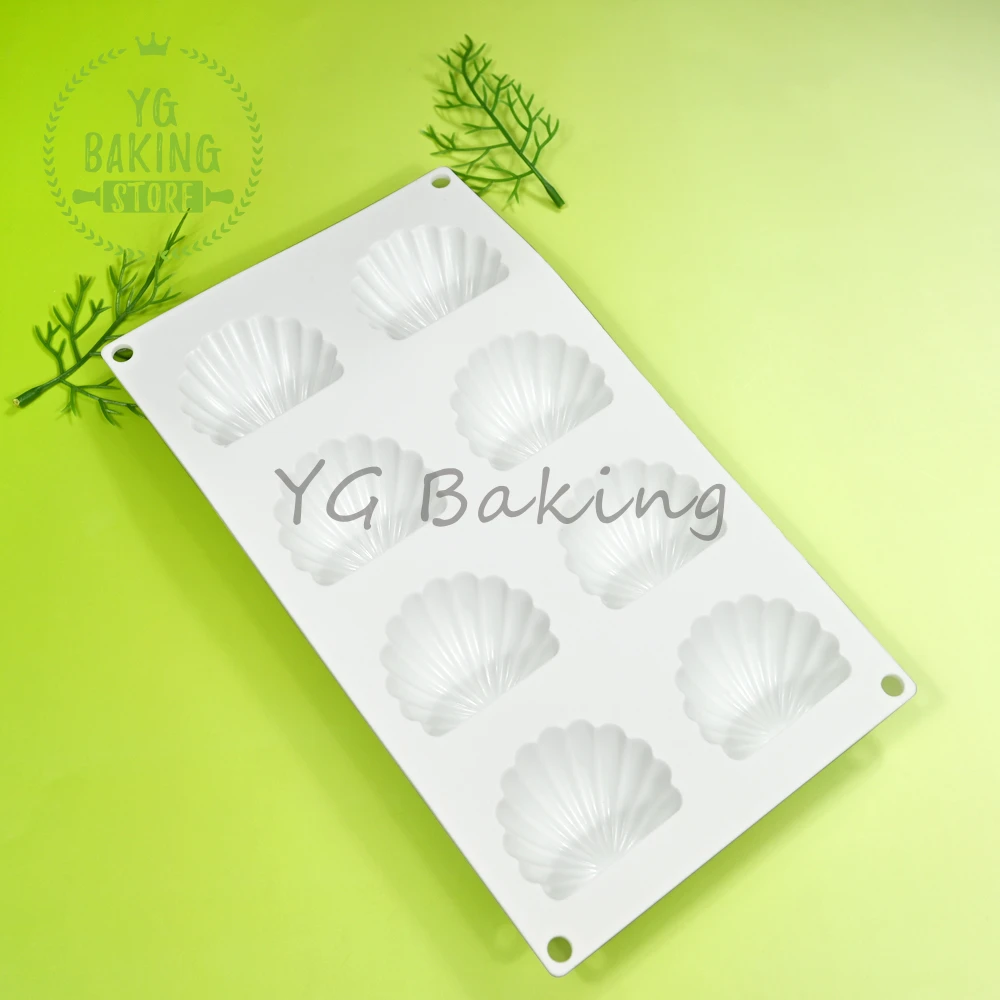 8 Cavity 3D Seashell Design Pudding Mousse Mould DIY Candy Chocolate Silicone Mold Cake Decorating Tools Kitchen Bakeware