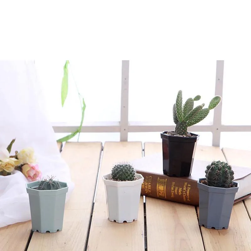 Description Picture 6 of itemPlastic Octagon Flower Pots Plant Nursery Pot Modern Home Window Balcon Office Desk Decoration Succulent Planter Garden Bonsai