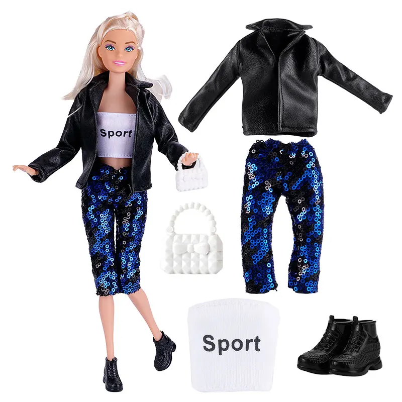 Ropa para muñecas de 25 estilos, vestido de cuero, abrigo de moda