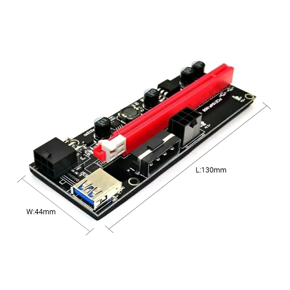 Ver009S PCI-e 라이저 Ver 009S PCI 익스프레스 1X-16X 어댑터, USB 3.0 데이터 케이블, SATA 15 핀-6 핀 전원 케이블, 130x44x5mm