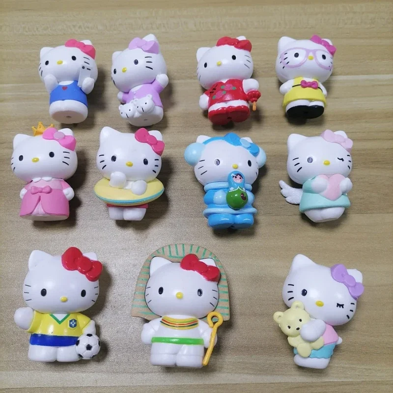 애니메이션 산리오 헬로 키티 피규어 KT 고양이 귀여운 카와이 인형 모델 장난감, 어린이 크리스마스 선물, 데스크탑 장식