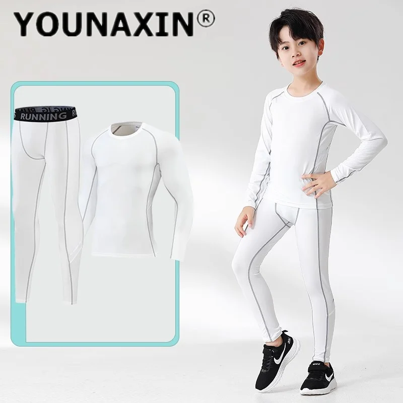 유니섹스 아동 운동복 긴 소매 티셔츠 바지 소년 소녀 농구 어린이 러닝 긴 바지..