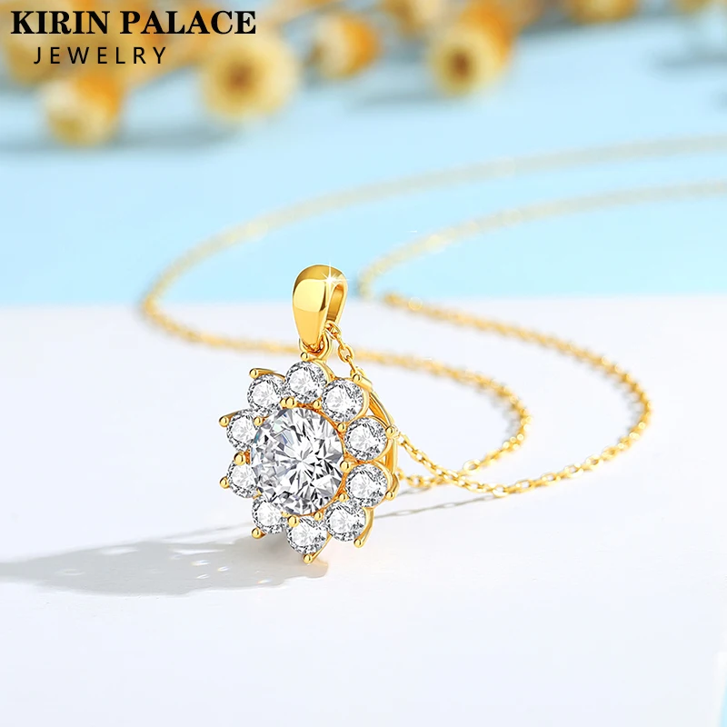 AU750 Original Design 18K Gold Pendant 0.5ct 1ct 2ct Moissanite Necklaces for Women Anniversary Party Gift High Jewelry