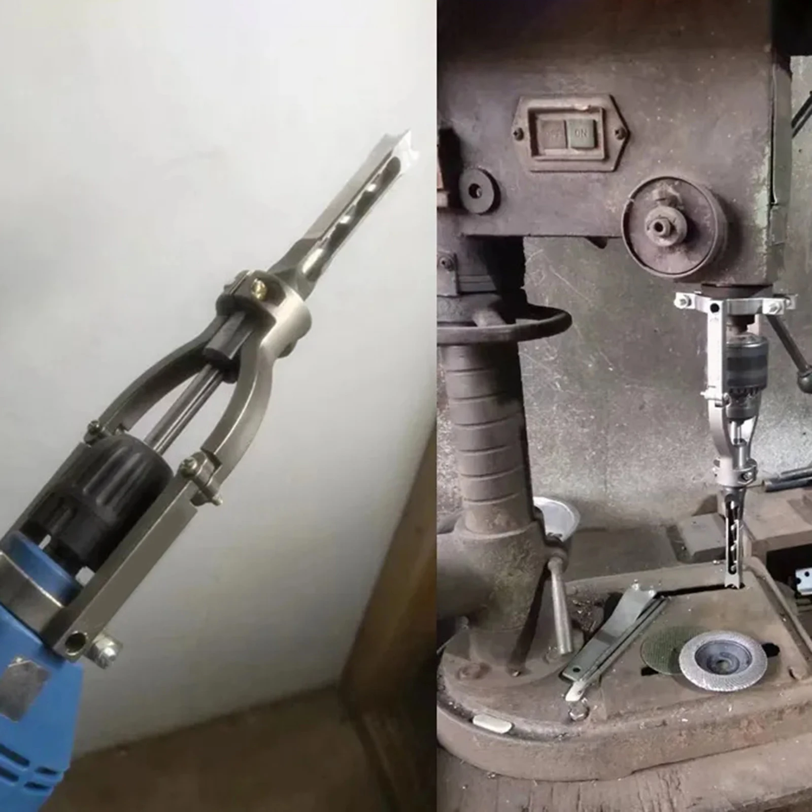 Square Hole Drill Fixed Bracket Bench Drill Press Converter for Furniture Bench Drill Square Hole Woodworking Easy to Carry