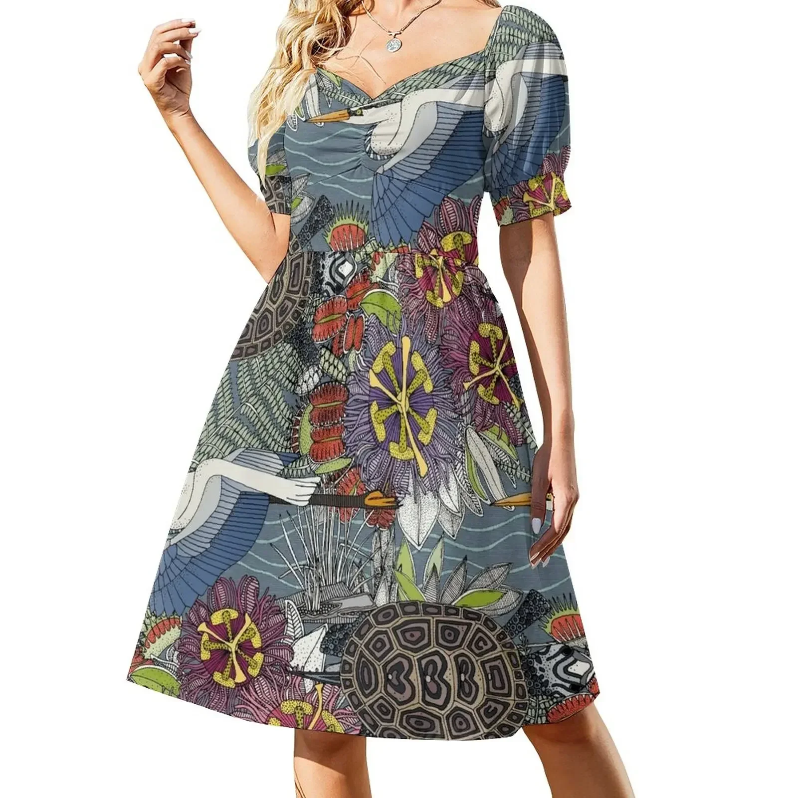 thumbnail image 1 of Marsh NC-vestido de manga corta de pizarra azul trajes de verano para mujer elegante vestido de novia para invitados, 1 of 7