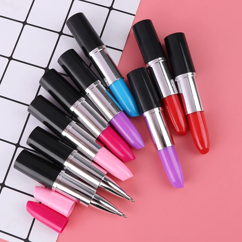 1pc Lipstick Pen Cartoon Ball Point Pen Novelty Pen Girls Gift Cute School Office Supplies Fantastic Design Ball Point Pen