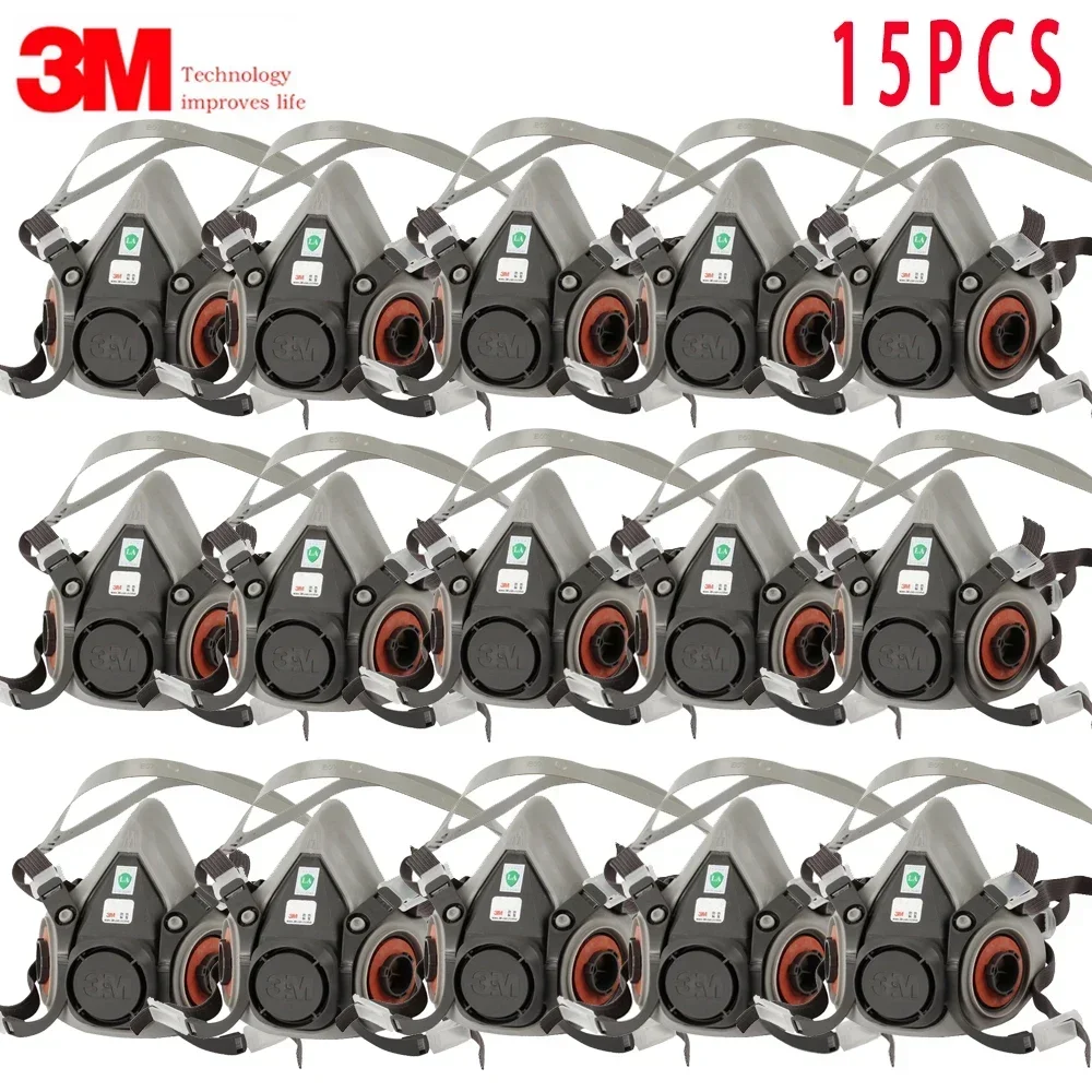 15p 3M 6200 Gas Mask for Spray Paint Decoration Chemical Dust Mask Body Protect Toxic Steam Filter Respirator Reusable Half disposable face mask kn95 mask