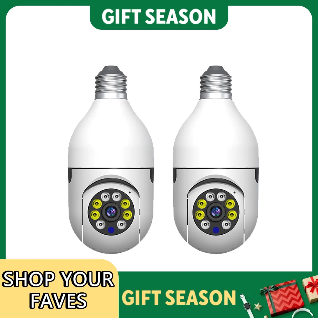 2Pc Ease Life APP-ampoule caméras de sécurité caméra WiFi sans fil extérieure 5GHz, 360 degrés, E27 prise de lumière vis en sécurité