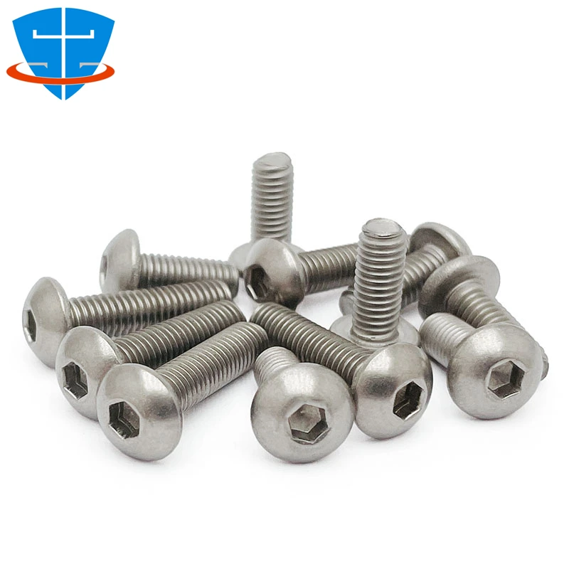 10Pcs Gr2 Ti 나사 M2 M2.5 M3 M4 M5 M6 M8 DIN7380 TA2 티타늄 육각 육각형 소켓 버튼 헤드 볼트 라운드 팬 헤드 알렌 나사
