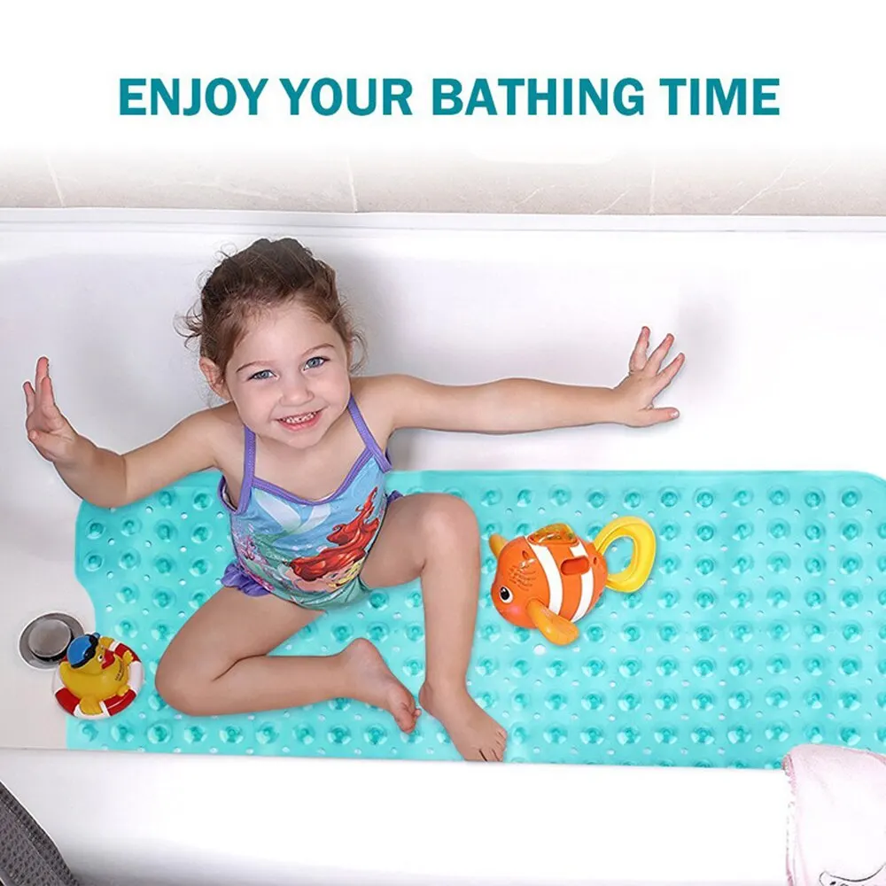 Non-Slip Bath Tub Mats Toilet Floor Rugs Home Shower Bathroom Carpets Bathroom Corner Shower Mat Suction Cup Drain Hole 100*40cm