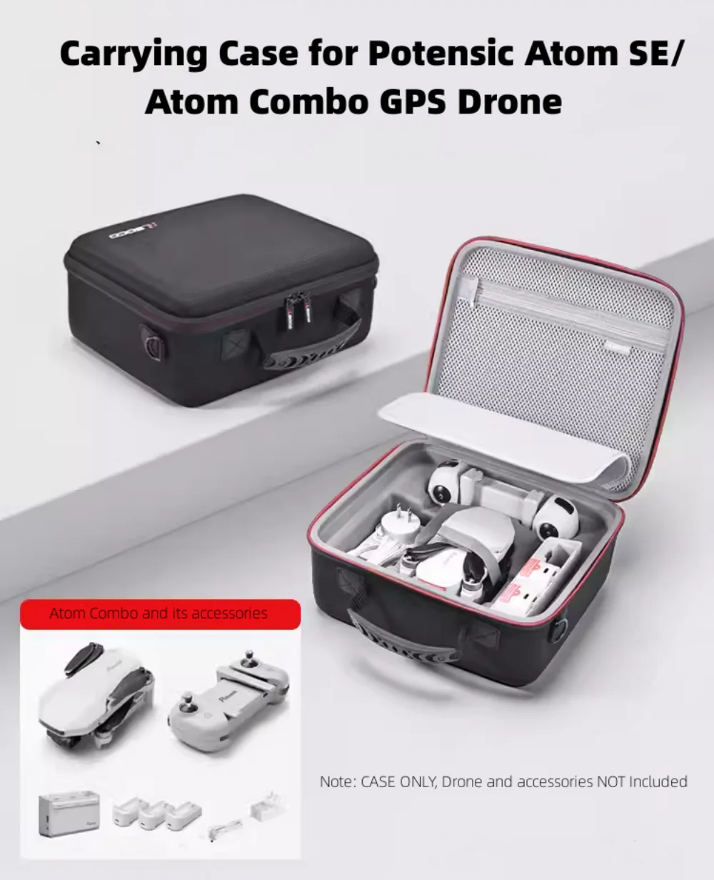 RLSOCO Harde hoes voor Potensic Atom 2 drone, reisdraagtas - past op accessoires: drone, controller, oplaadhub en voedingsadapter (alleen hoes