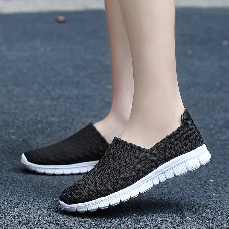 STRONGSHEN Men Shoes Summer Breathable Women Handmade Woven Shoes Couple Casual Flats Shallow Loafers Unisex Zapatos De Mujer