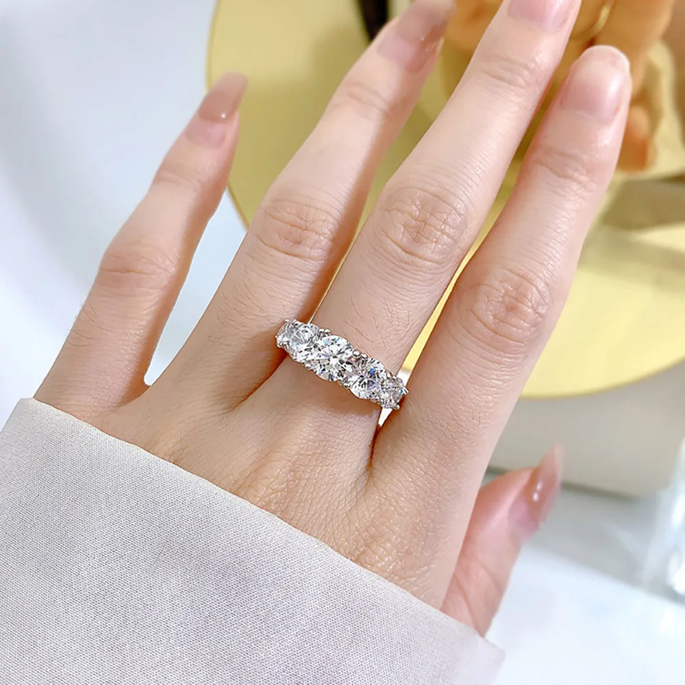 3.6ct 5 Stones D Color VVS1 Moissanite Diamond Rings Women Anniversary Gift S925 Sterling Silver Row Ring Wedding Bridal Jewelry 4