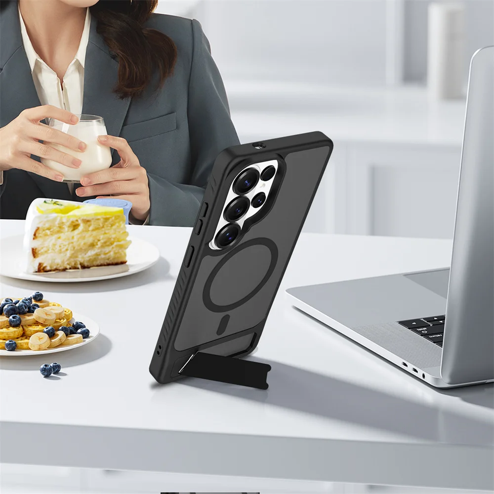 Dünne PC Matte Magnetische Klappbare Halterung Handyhülle für Samsung S26 S25 Ultra Edge S23 S24 Plus für Magsafe Durchsichtige Abdeckung – Detail 7