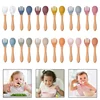 Baby 2pcs Silicone Fork Spoon Baby Beech Wood Feeding Spoon Toddlers Infant Feeding Accessories BPA Free Baby Feeding Tableware 5