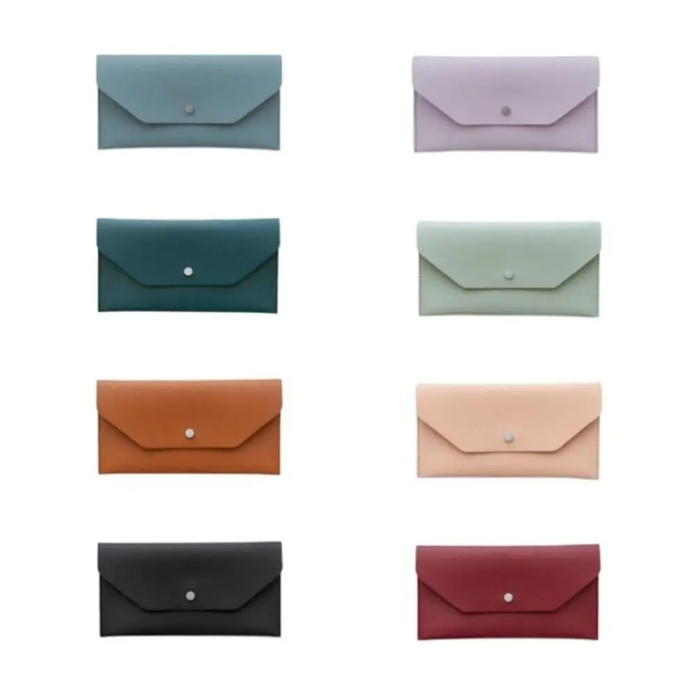Fashion Envelope Thin Wallet PU Leather Cash Envelope Wallet Classic Brown Women Ferrule Name Card Holder Gift