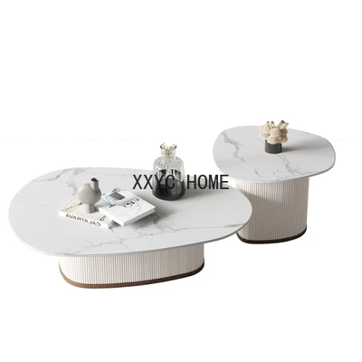 

Каменная тарелка, кофейный столик для гостиной, скандинавский стиль, роскошный современный Овальный кофейный столик, сочетание массива дерева