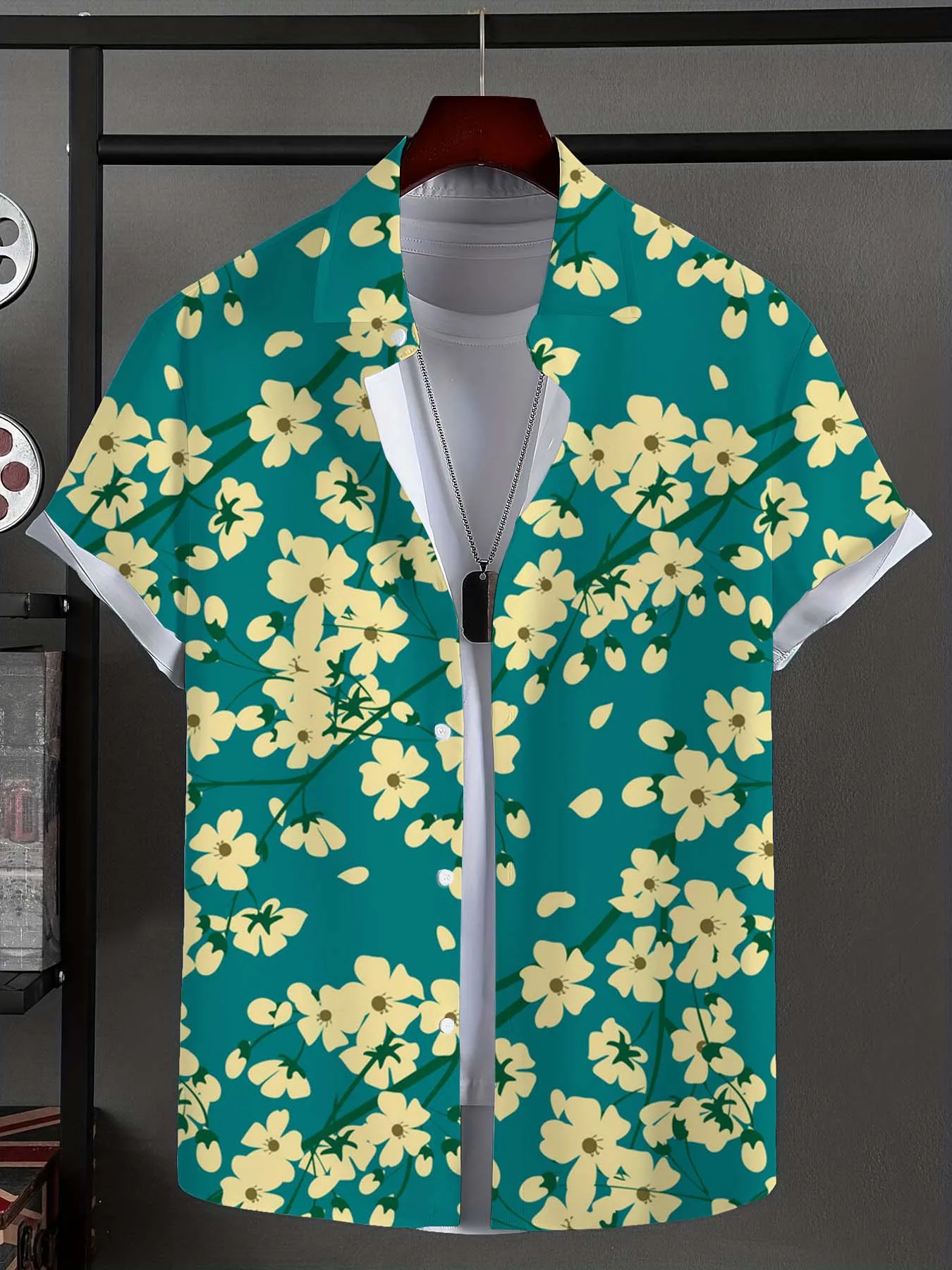 Men's Shirt Fashion Plant Flowers Graphic Tops Button Up Shirt New Casual  Unisex Shirt Vacation Lapel Short Sleeves Shirt 3