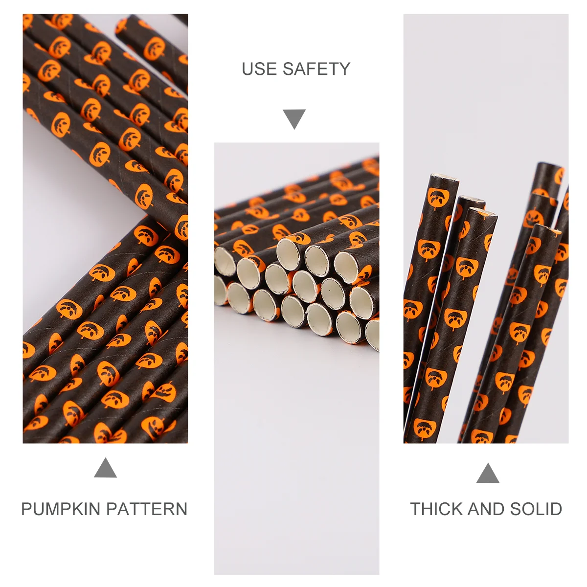125 Pcs Halloween Pumpkin Straws Degradable Paper Drinking Disposable for Party