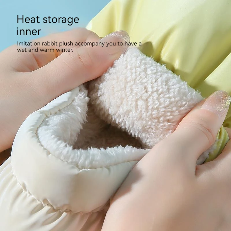 YISHEN Women Slippers Down Cloth Cotton Shoes Warm Plush Slippers For Men Indoor Winter Waterproof Platform Zapatillas De Mujer