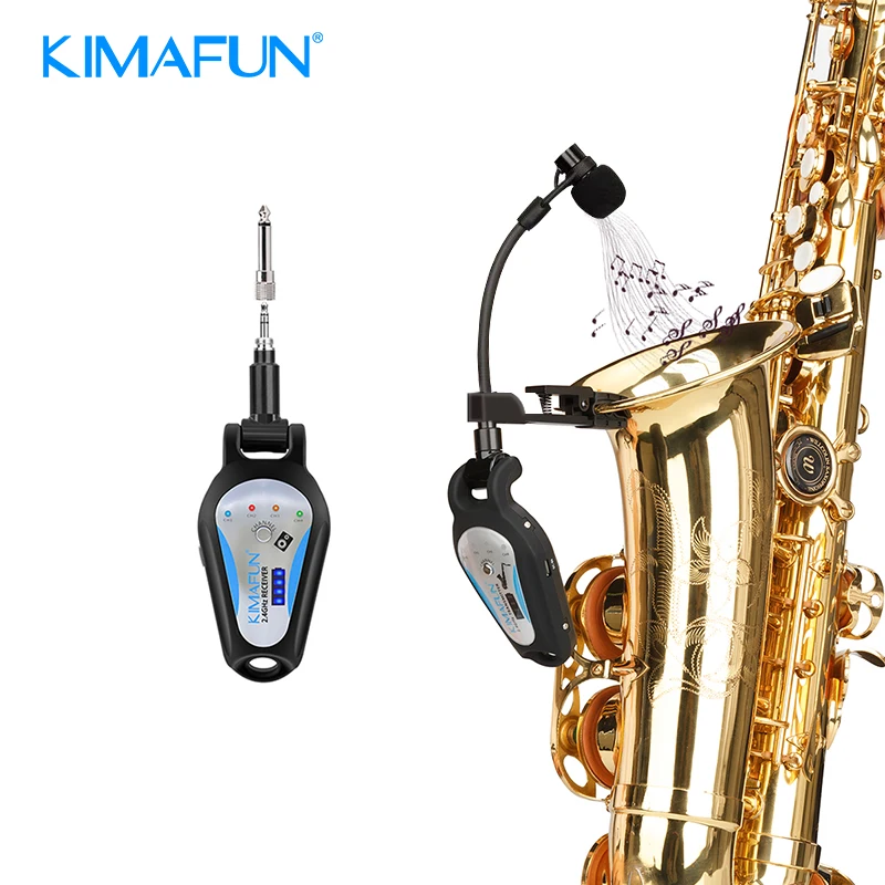 KIMAFUN Saxofone Microfone Sistema Saxofone Sem Fio Clip em Instrumentos  Musicais Gooseneck Mic para Trompete Saxofone-Aliexpress