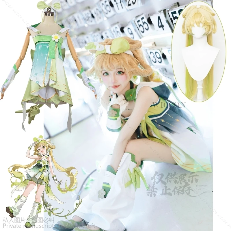

Game Wuthering Waves Verina Cosplay Costume Wig Long Hair Game Botanist New Federation Huanglong Halloween For Women Girl Lolita