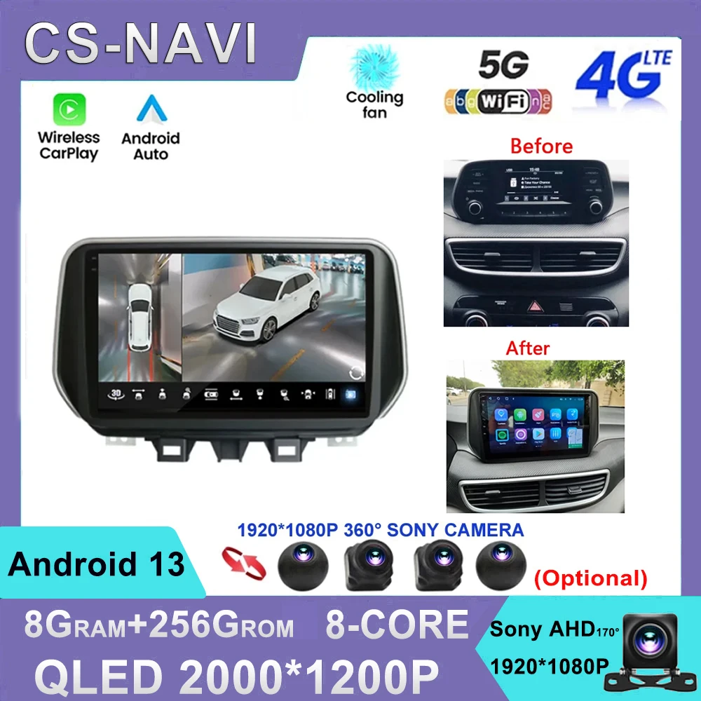 

Android 13 For Hyundai Tucson IX35 2018 2019 2020 Car Radio Stereo Multimedia Player Navigation GPS 4G WIFI BT Carplay Auto DSP