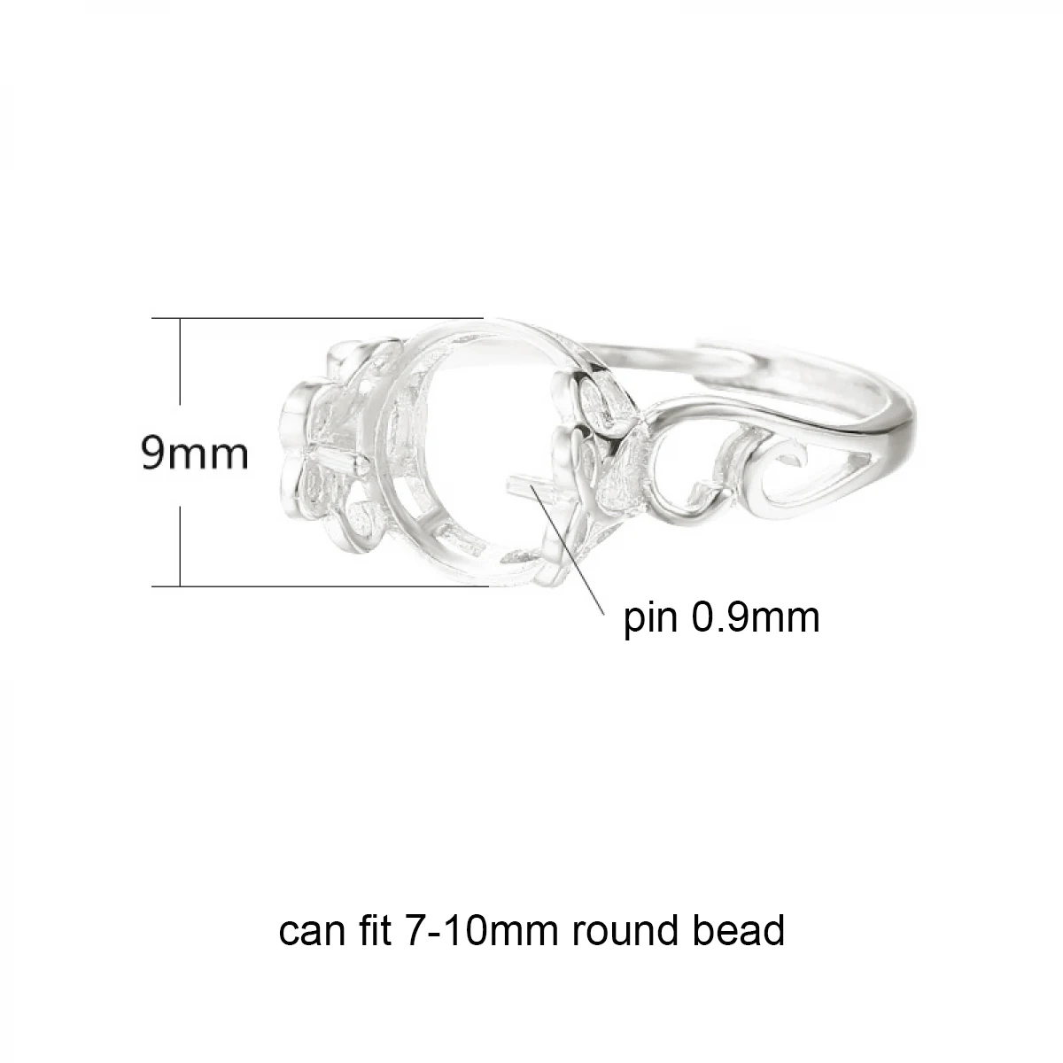 925 Sterling Silver Women Ring Blank Base Tray fit 7-10mm Round Amber Opal Agate Turquoise DIY Jewelry Making Accessories
