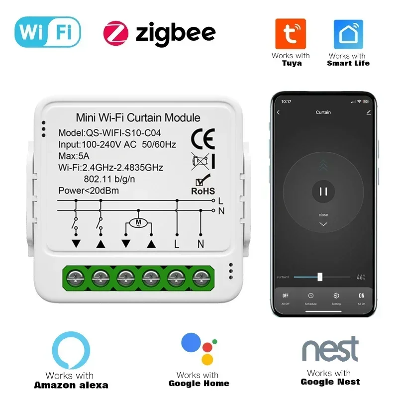 Tuya WiFi/Zigbee Curtain Automation Module Blinds Switch Connected Roller Shutter Electric Motor Work with Alexa Google Home smart blinds switch
