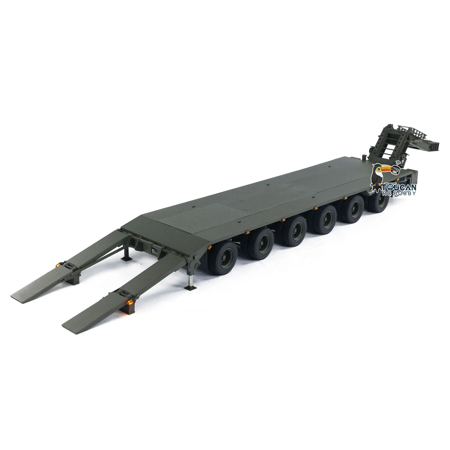 1/14 RC Hydraulic Metal Semi Trailer for Elefant FAUN SLT-56 Tank Transporter Model Remote Control Vehicle Warning Lights Toy 2