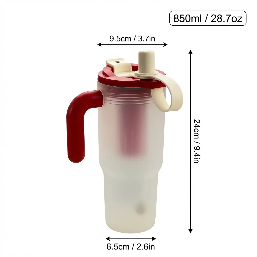 Large Capacity Heat-Resistant Transparent Water Bottle with Straw and Strainer