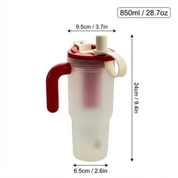 Large Capacity Heat - Resistant Transparent Water Bottle with Straw and Strainer - 0.85L (Red)