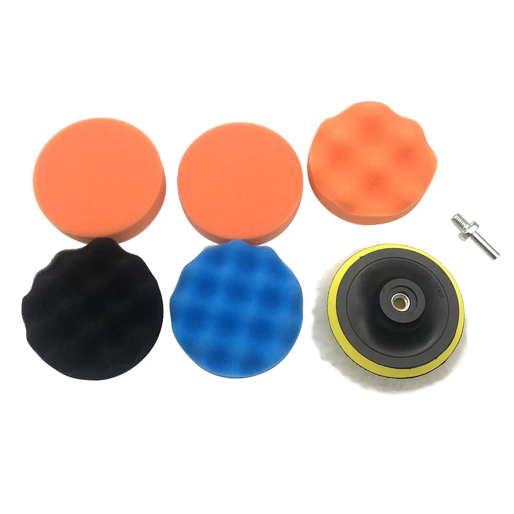 7Pcs ing Pad Set Thread 4 inch Auto Car Polishing Pad Kit for Car Polisher + Drill Adaptor M10 Power Tool Accessories
