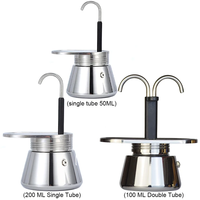 Single/Double Tube Espresso Maker Easy To Operate & Quick Cleanup Pot Italian Coffee Machine Maker 1/2/4 Cups Gift for Man Women 4