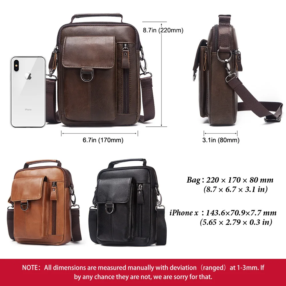 2023 New Men Business Shoulder Bag Handbag Genuine Leather Waterproof Wear-resistant Messenger Bag Large Capacity IPad Bag