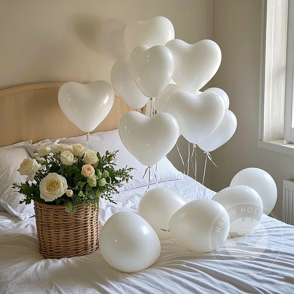 20/50/100 Stück 25,4 cm Herz-Luftballons für Hochzeitsdekoration, Mädchen-Geburtstagsfeier, Latexballons, 2,2 g, weiß, rosa, rot, Liebesballon