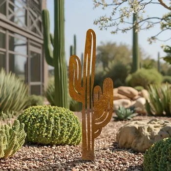 Rustic Metal Cactus Stake 6