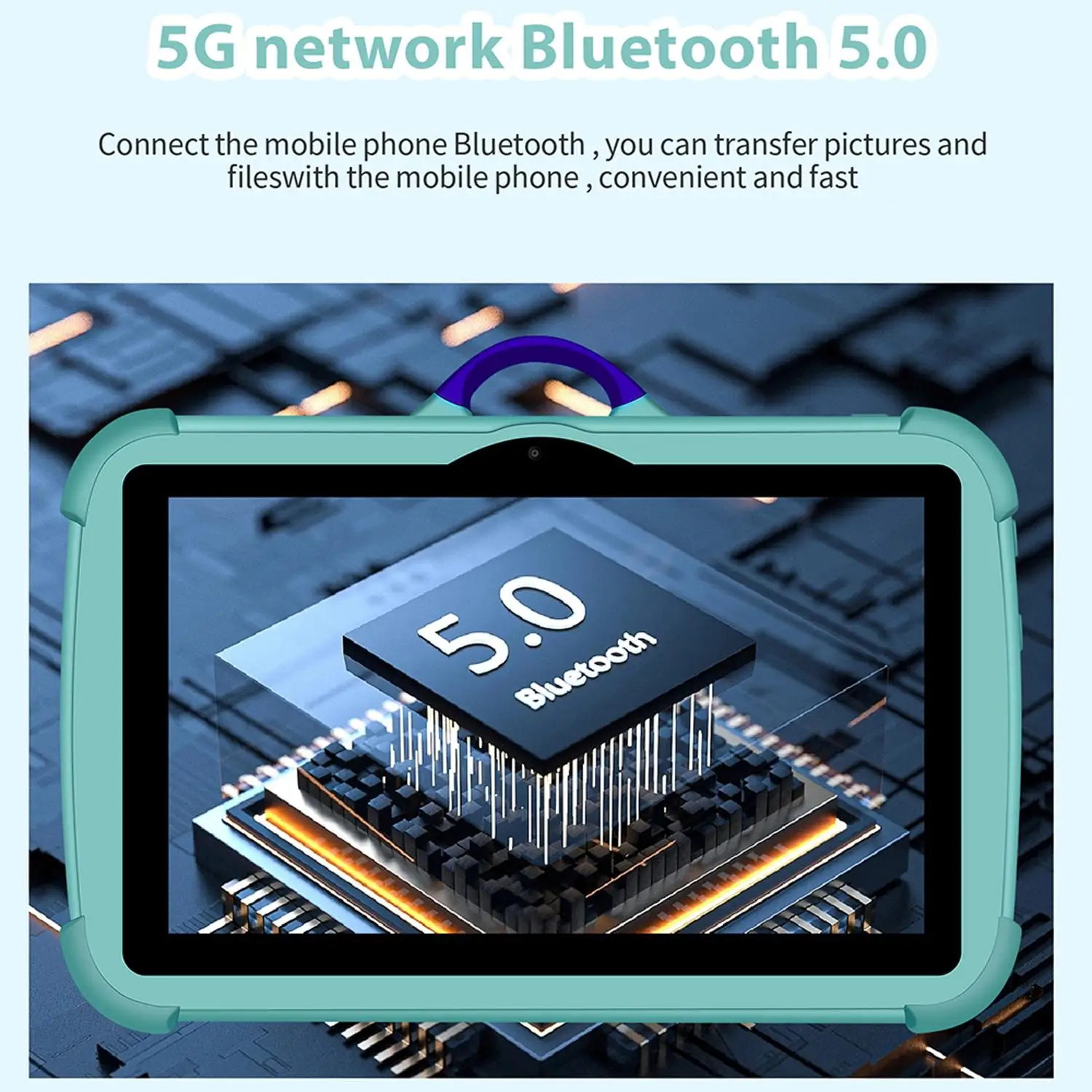 7.0 인치 5G 와이파이 어린이 태블릿 PC, 학습 교육용 옥타코어 플레이, 어린이 선물 태블릿, 4GB RAM, 64GB ROM, 4000mAh