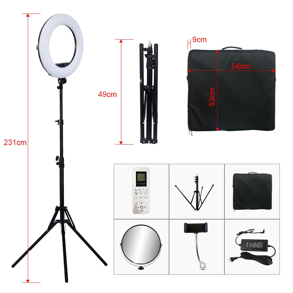 18inch Ring Lights with Tripod Remote Control LED Video Lamp FE480 96W Fill Light Bi-color Photo Studio for Makeup Beauty Salon