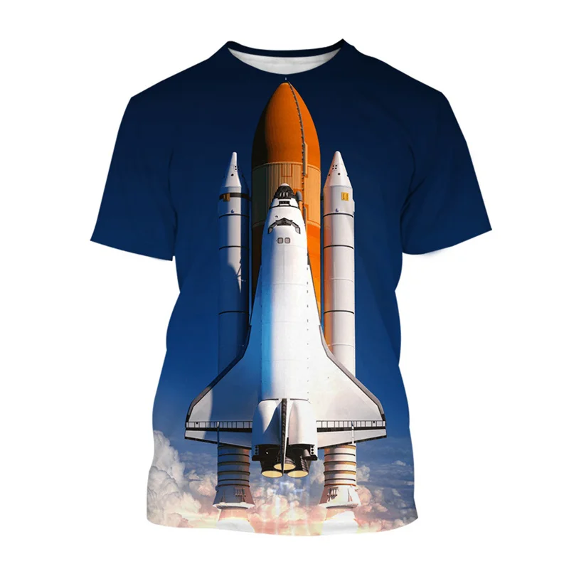 T-Shirt Space Shuttle Stampata In 3D Per Uomo Personalità Rocket Spacesuit Graphic T Shirt Street Summer Maniche Corte T-Shirt Per Bambini