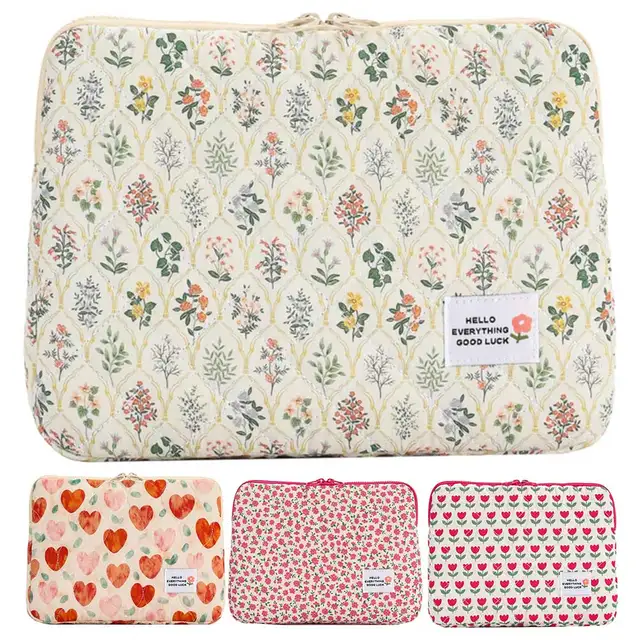 Computer Bag Cute Flower Laptop Sleeve Zipper Cover Portable Computer Cover Bag Laptop Sleeve Case Compatible for 14 in Notebook