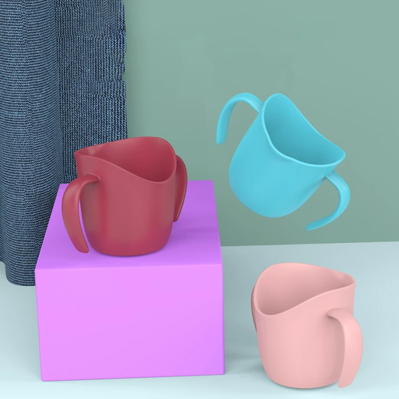 Drinking Cup Water Cup Feeding Cup BPA Free Baby cup leak-proof infant learning drinking cup anti-fall baby children drinking solid color portable