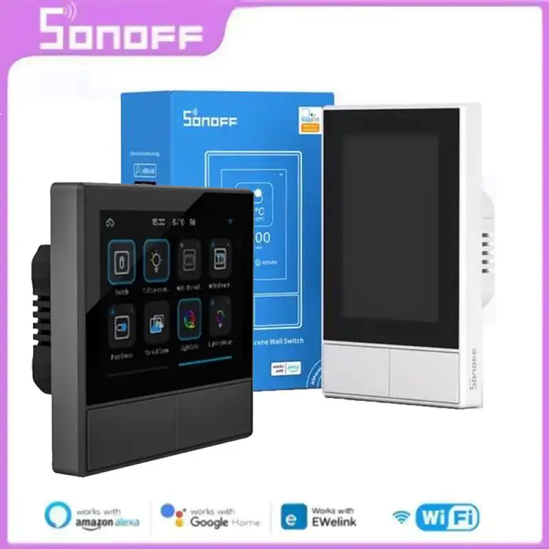 Sonoff Ns Panel White Smart Scene Wall Switch Eu/ Us Wifi Smart Termostato Display Switch Control Tramite Ewelink Alexa Google Home