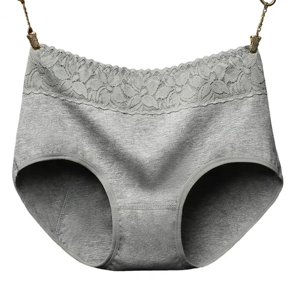 Women Panties Lace Patchwork Plus Size Seamless Leak Proof Menstrual Period Briefs for Daily Wear 5