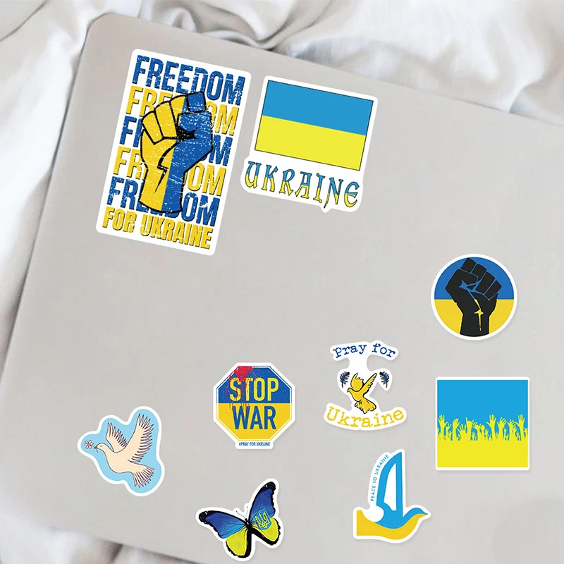 

50Pcs Blue Yellow Ukraine Stickers Ukraine National Flag Stickers Suitcase Luggage Laptop Skateboard Kids Stickers Gift Toy
