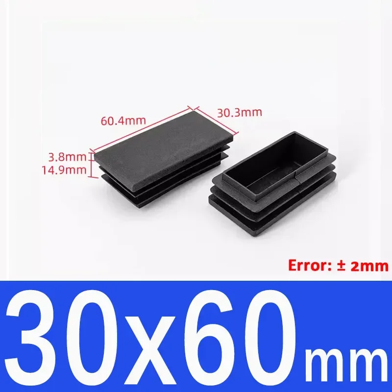 Black Square Plastic End Caps for Table or Chair Feet Protection