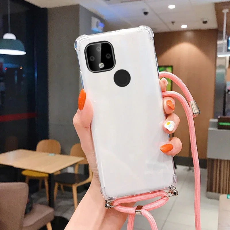 Shockproof Transparent Silicone Crossbody Lanyard Case - Soft Cover