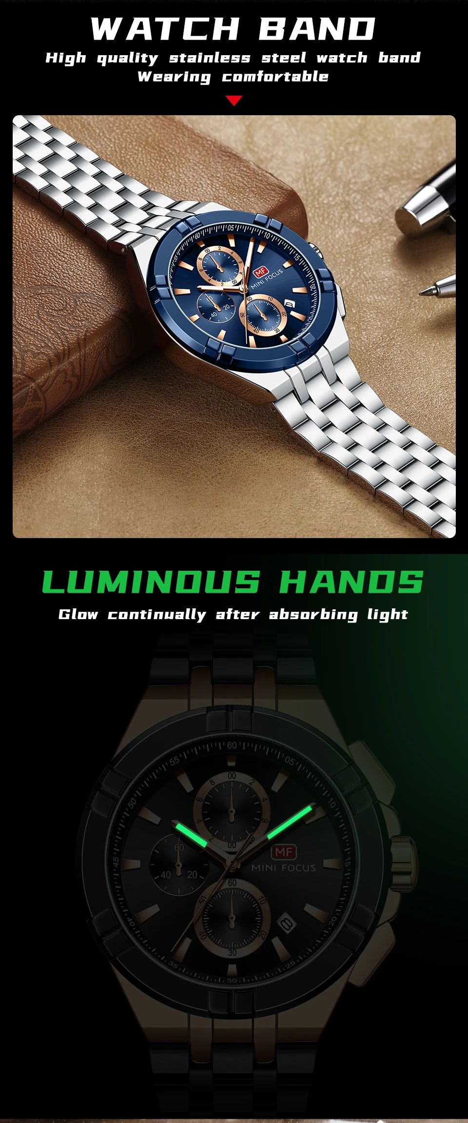 MINI FOCUS Quarzuhr für Herren, wasserdicht_voghion.com