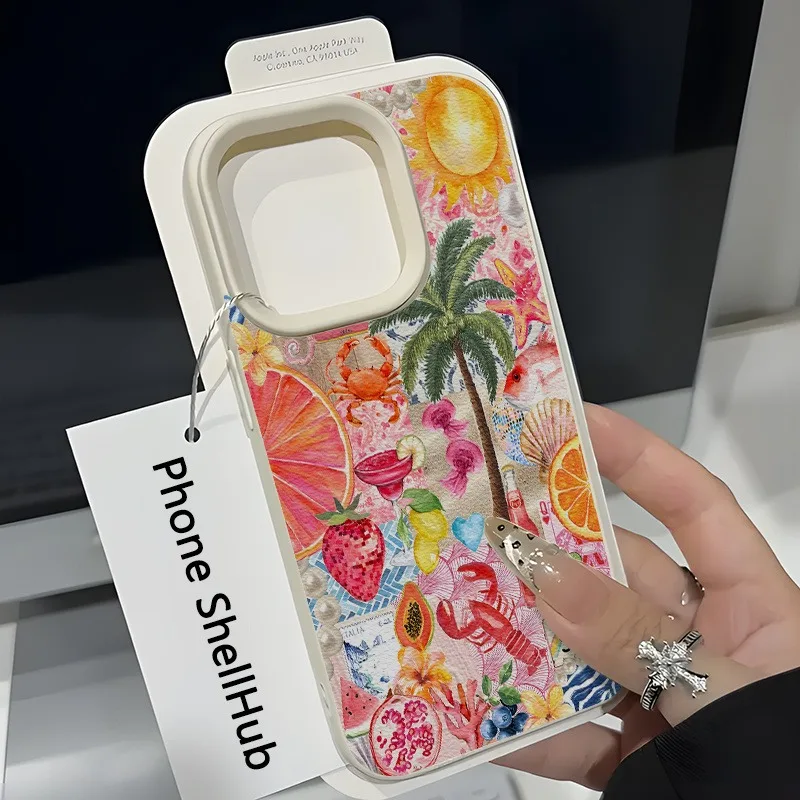 Summer Beach Party Lychee Texture Phone Case - Air Soft Cover